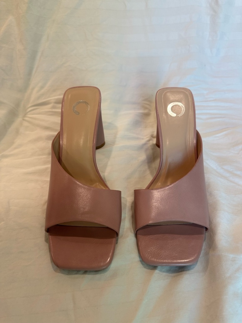 Wide Band Slip-On Heeled Mules — Pink